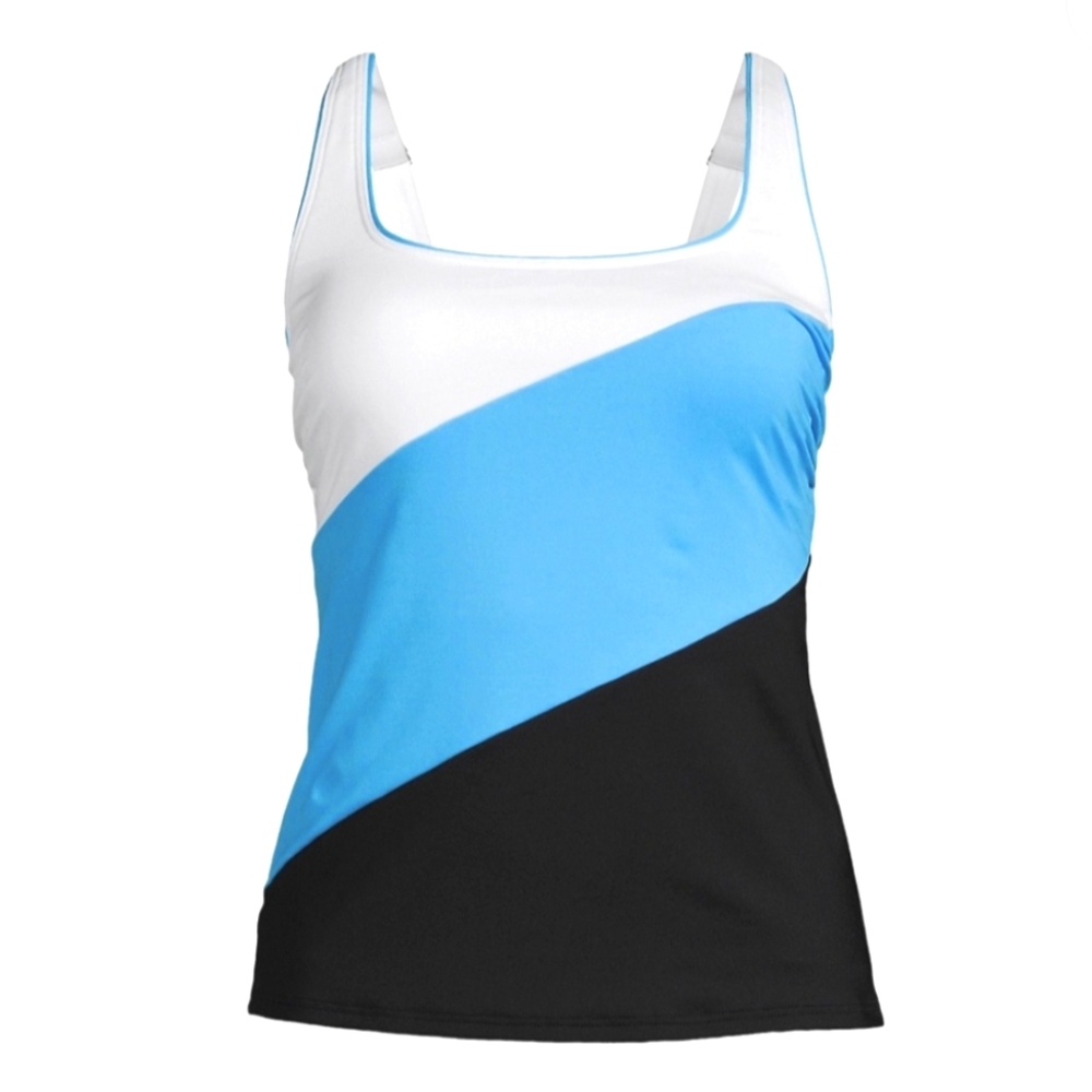Lands End Square Neck Colorblock Women's Tankini Top